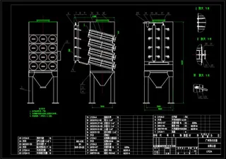 筒滤筒除尘器总图CAD机械图纸