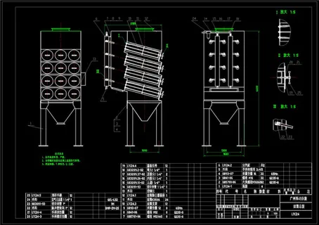 筒滤筒除尘器总图CAD机械图纸 筒滤筒除尘器总图CAD机械图纸