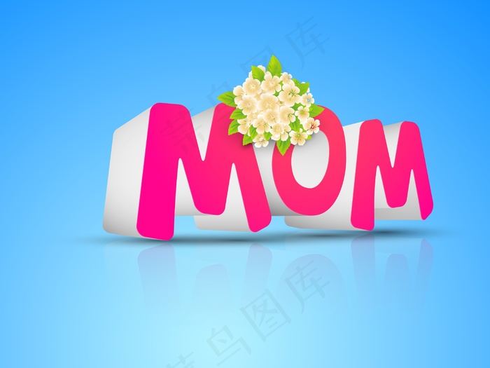 摘要母亲节快乐与3D粉红文本