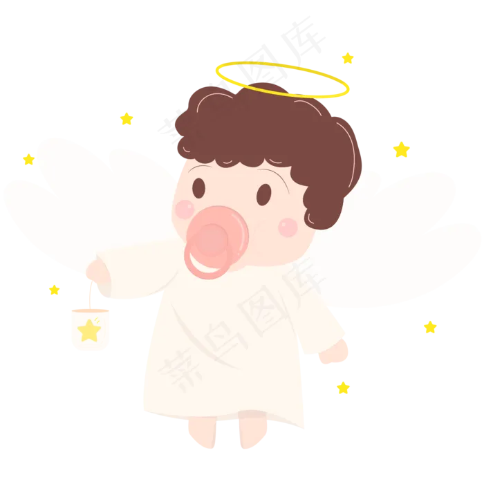 手绘小清新梦幻奇幻婴儿小天使卡,免抠元素(2000*2000px 300 dpi )ai矢量模版下载