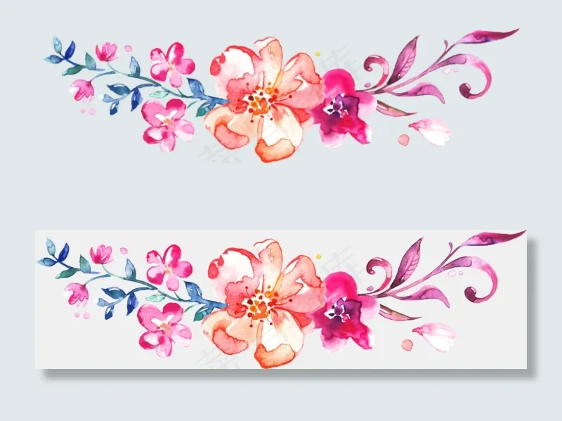 PNG免扣 唯美手绘水彩花环花朵 ...