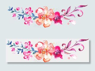 PNG免扣 唯美手绘水彩花环花朵 ...