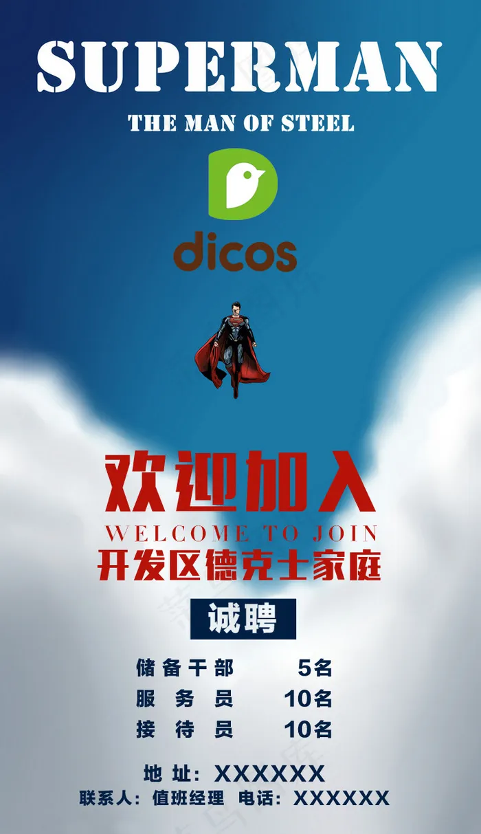 招聘海报 德克士招聘 动漫卡通psd模版下载