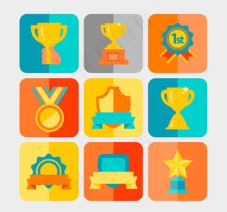 扁平化奖杯奖牌矢量素材