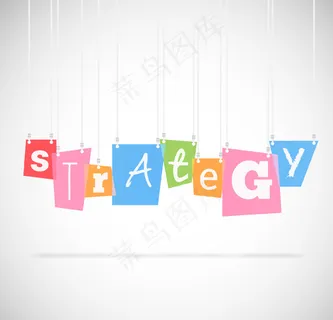 彩色策略艺术字挂饰矢量素材