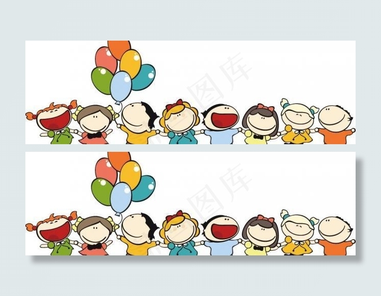 可爱卡通快乐手拉手儿童插画图片