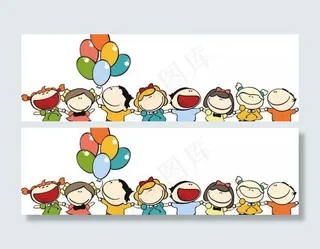 可爱卡通快乐手拉手儿童插画图片