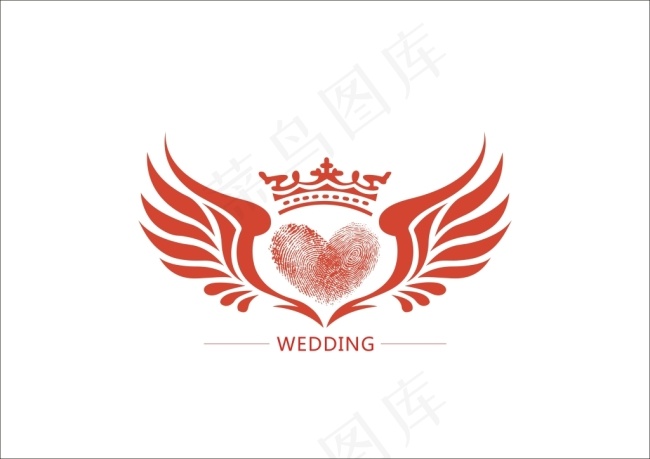翅膀爱心指纹婚礼LOGO设计