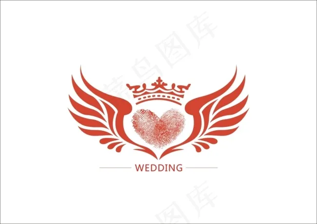 翅膀爱心指纹婚礼LOGO设计cdr矢量模版下载