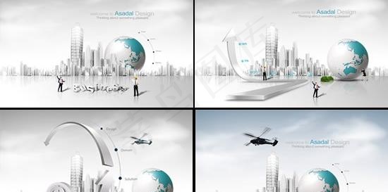 4款韩国创意金融主题商务PSD 下...