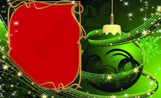 绿色圣诞球相框模板图片