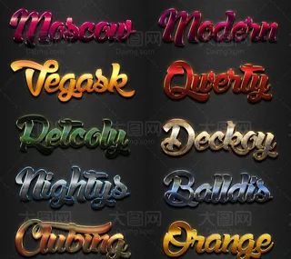 10款现代风格大气质感字体PS样式...