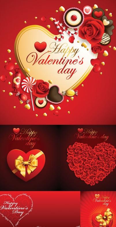 喜庆红色爱心背景矢量素材