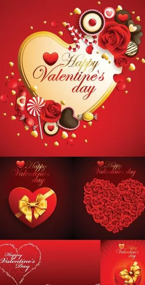 喜庆红色爱心背景矢量素材