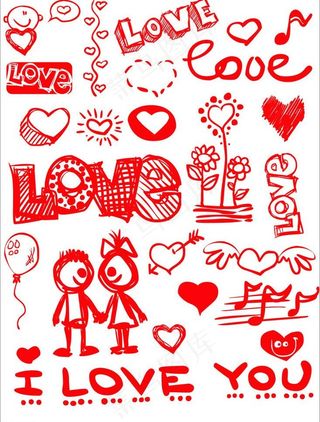 爱心插画矢量图图片