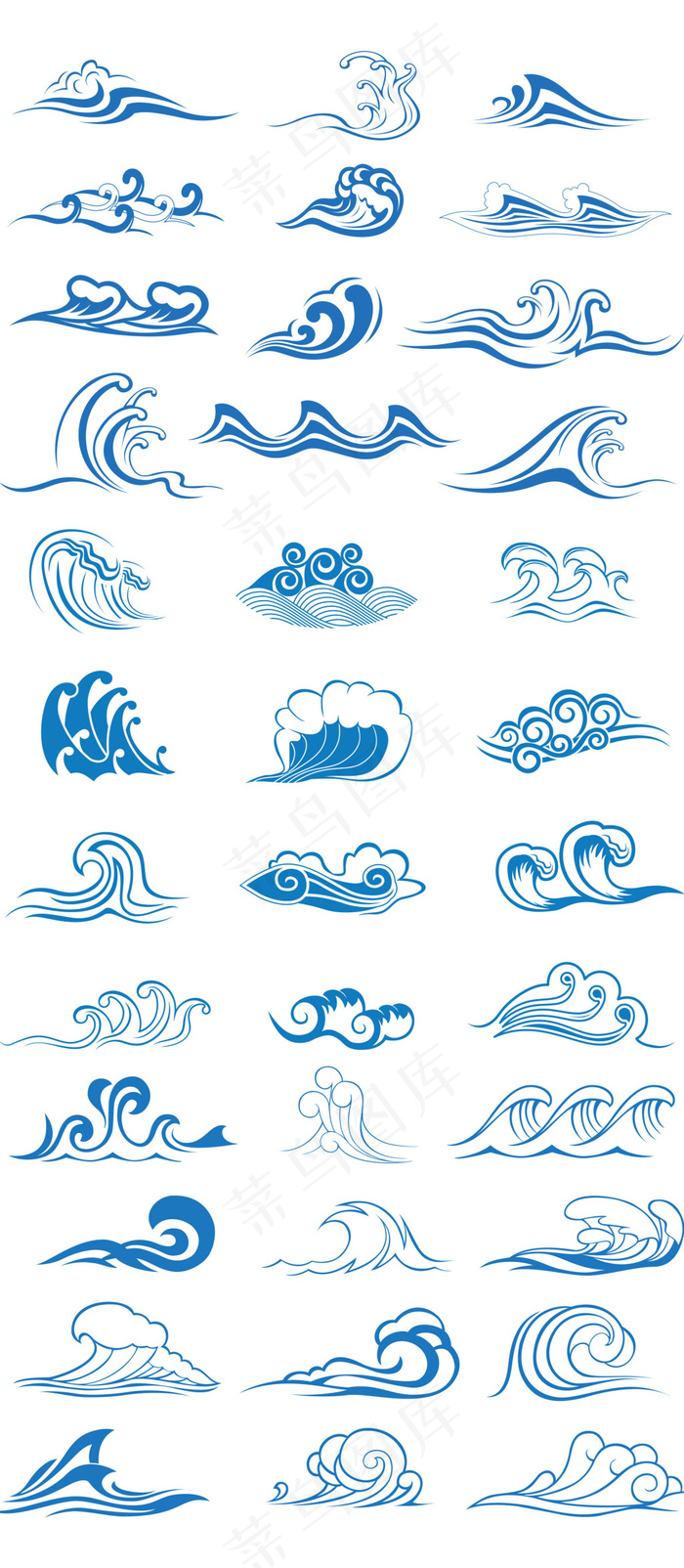 手绘线条海浪元素