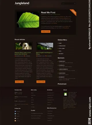 棕色树叶博客模板图片