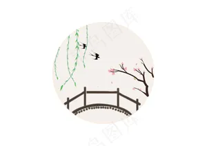 中国风--小桥 燕子 柳枝 桃花...