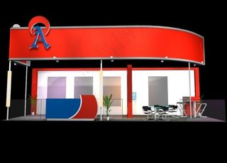 红色时尚商业展厅设计模型