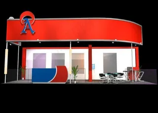 红色时尚商业展厅设计模型