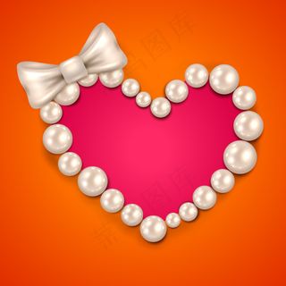 珍珠蝴蝶结爱心矢量素材