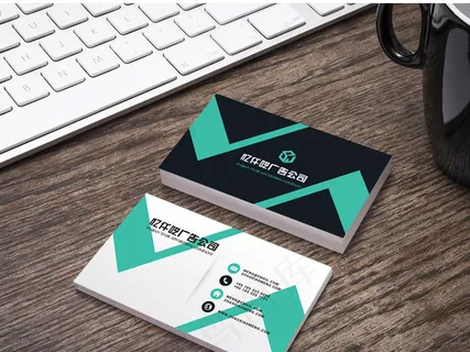 简约创意黑蓝色名片设计下载