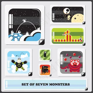 可爱的卡通图案矢量素材