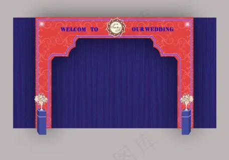 蓝色红色矢量拍照背景图