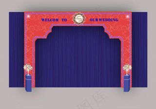 蓝色红色矢量拍照背景图