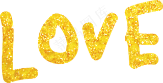 金色艺术love字体素材png