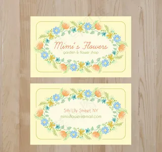 清新花卉装饰名片矢量素材