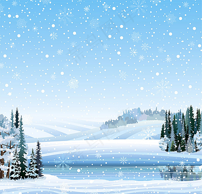 卡通雪景背景素材eps,ai矢量模版下载
