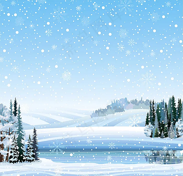 卡通雪景背景素材eps,ai矢量模版下载