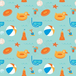 31款夏日沙滩海边儿童EPS矢量素...