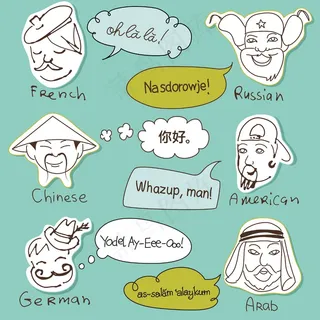 来自世界各地不同民族刻板印象手绘涂...