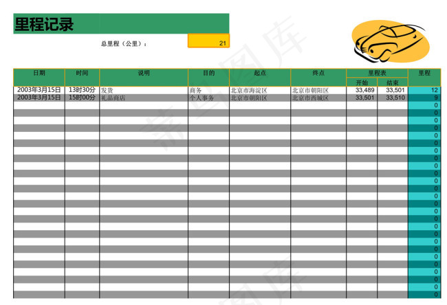 行车里程记录制作