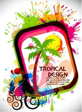 热带风情夏季海报矢量素材