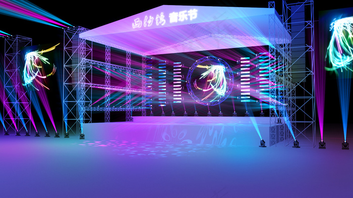 炫丽多彩炫酷音乐节3D模型下载(1600X900(DPI:72))psd模版下载