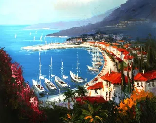 地中海油画图片