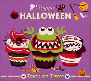 怪物纸杯蛋糕矢量