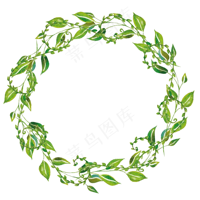 手绘绿色树叶设计素材eps,ai矢量模版下载