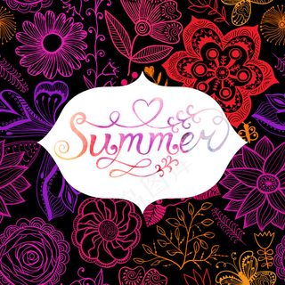 夏天水彩手绘水彩背景矢量字体