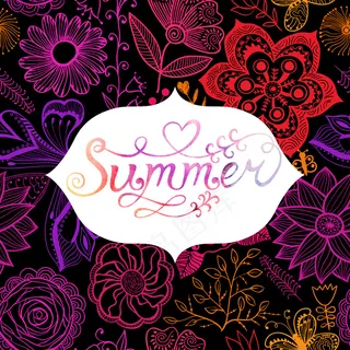 夏天水彩手绘水彩背景矢量字体