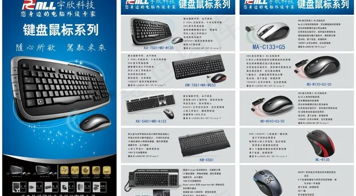 键盘鼠标三折页图片psd模版下载