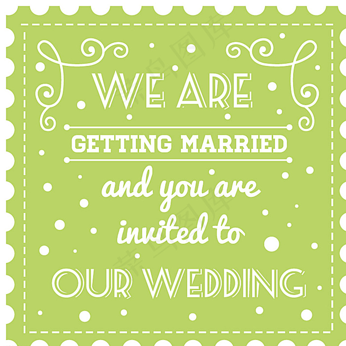 清新绿色婚礼邀请卡图片