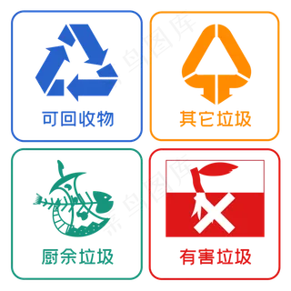 垃圾分类图标套图,免抠元素