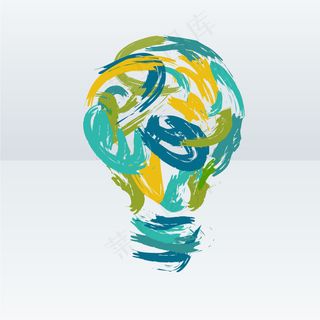 油彩涂鸦灯泡背景矢量素材