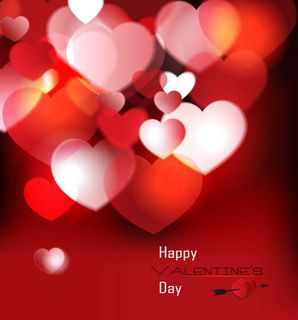 红色花朵飘带爱神矢量素材