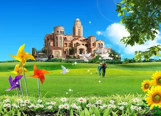 房地产欧式园林素材图片