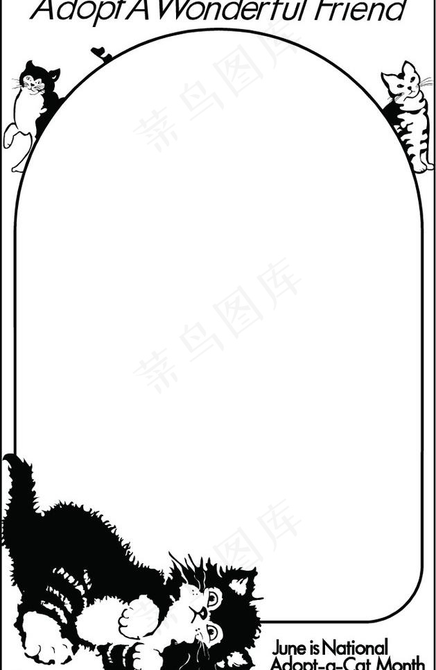 猫咪画框图片ai矢量模版下载